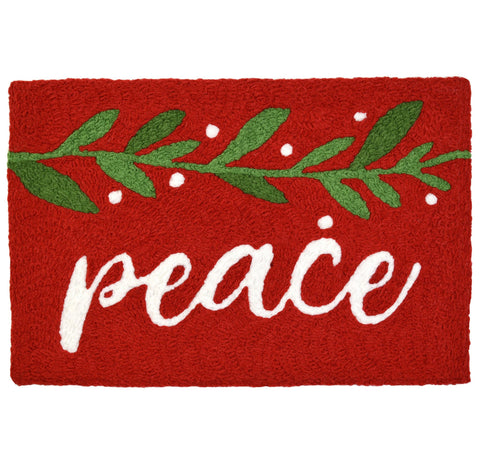 Peace Christmas Rug Red Holiday Rug 20 x 30 Jellybean Accent Rug