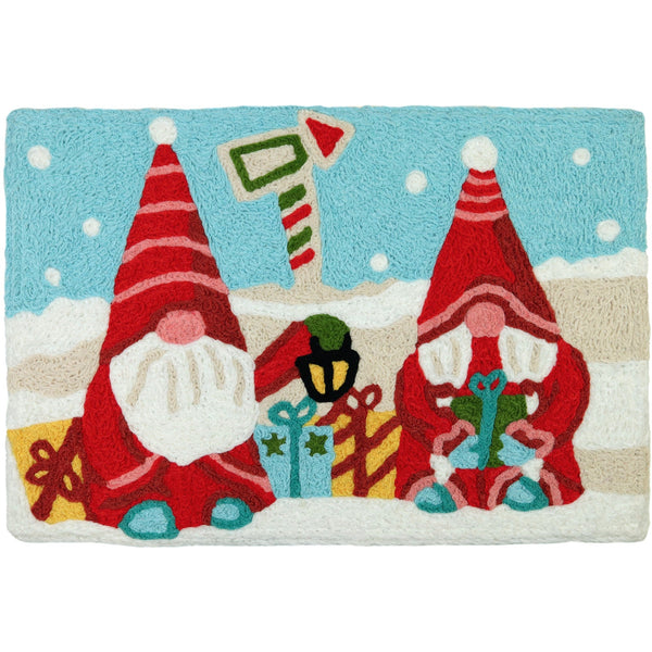 Gnome for the Holidays Jellybean Accent Rug with Gnomes Christmas Rug 20"x30" Doormat