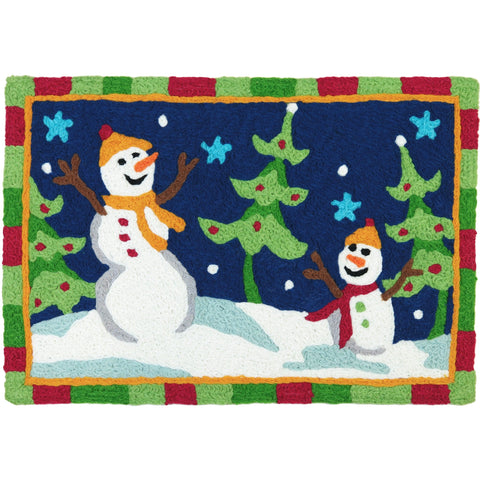 Dancing Christmas Trees and Snowmen Jellybean Accent Rug Winter Christmas Rug 20"x30" Doormat