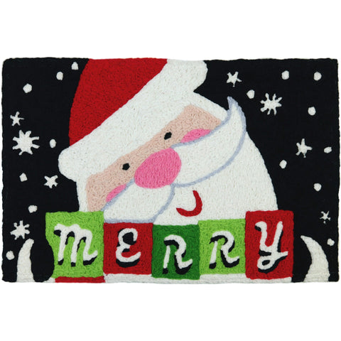 Merry Santa Jellybean Accent Rug with Santa Claus Merry Christmas Rug 20"x30" Doormat
